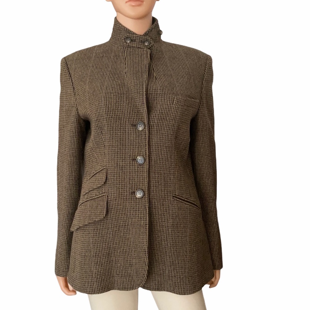 Lauren Ralph Lauren Equestrian Houndstooth Wool Blazer Size 10 - Picture 3 of 14